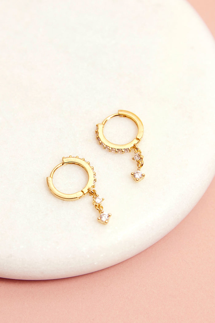 Estella Bartlett CZ Drop Huggies Gold Plated