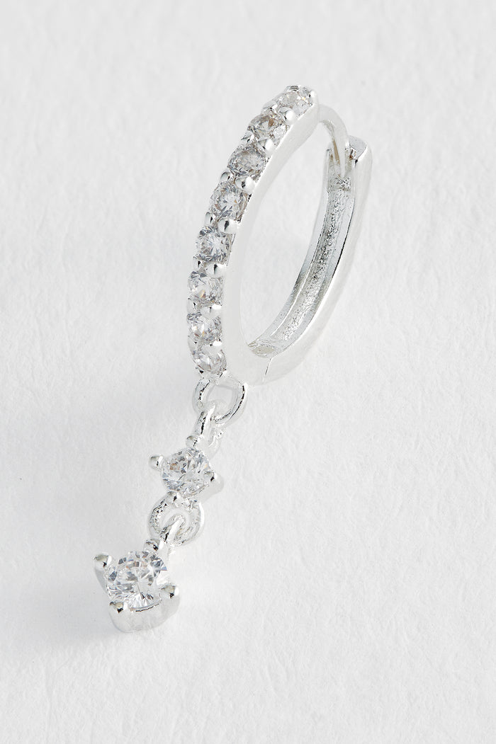 Estella Bartlett CZ Drop Huggies Silver Plated
