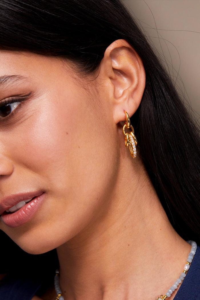 Estella Bartlett CZ Hoop Drop Earrings Gold Plated