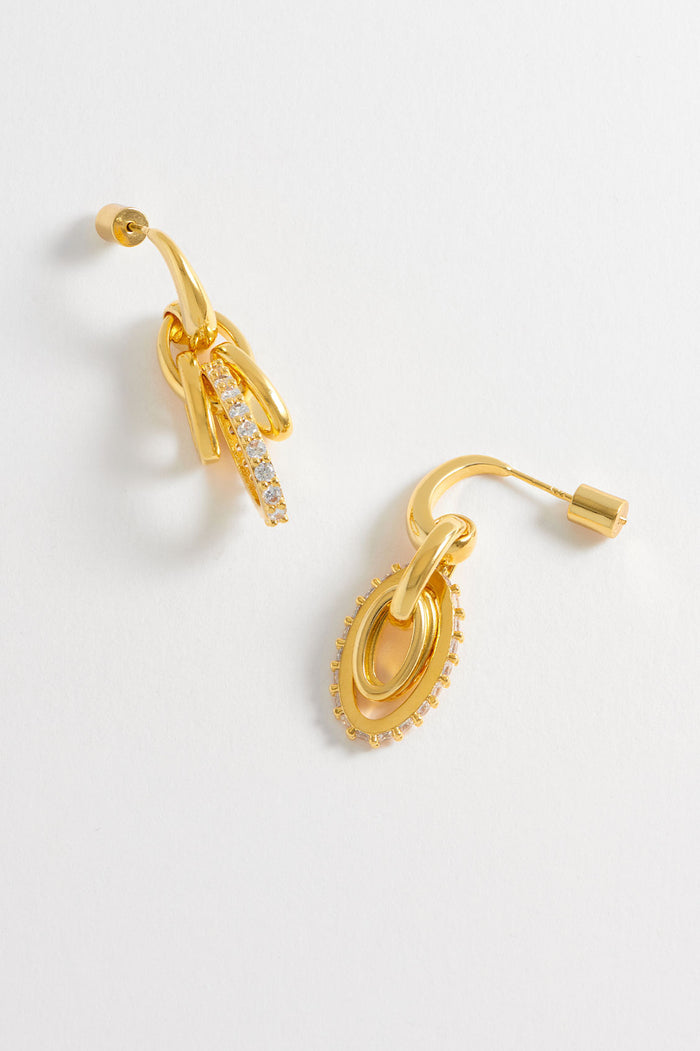 Estella Bartlett CZ Hoop Drop Earrings Gold Plated