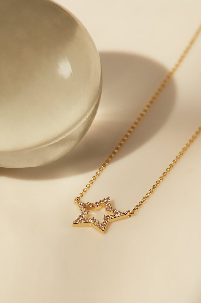 Estella Bartlett CZ Open Star Necklace Gold Plated