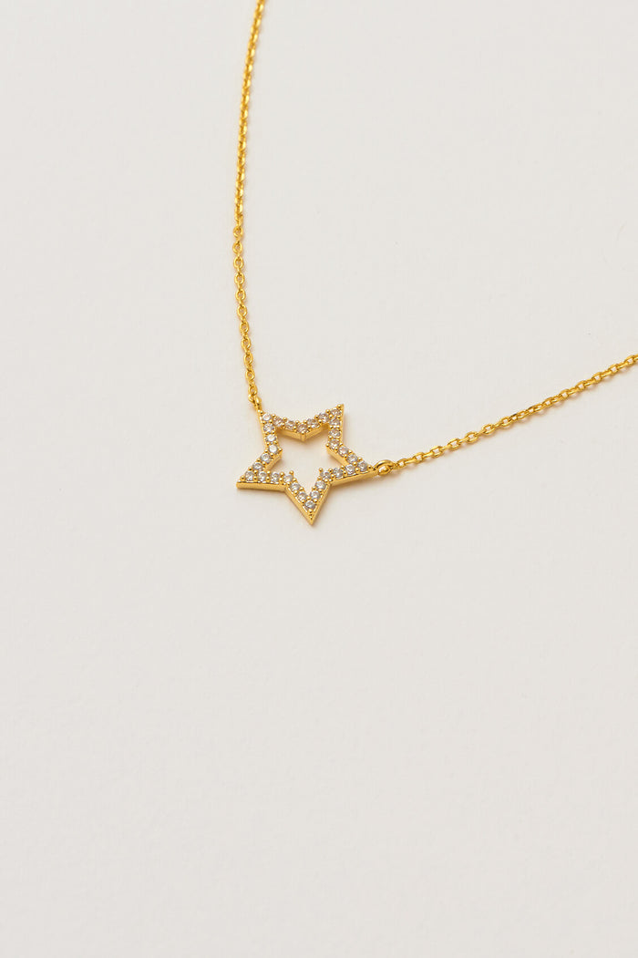 estella bartlett CZ Open Star Necklace Gold Plated