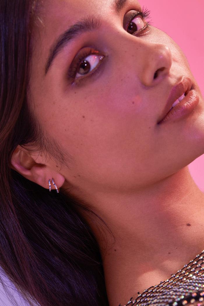 Estella Bartlett CZ Wave Earrings Gold Plated | Blue