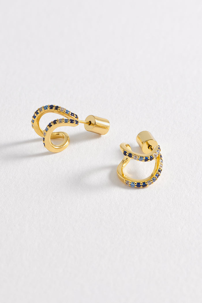 estella bartlett CZ Wave Earrings Gold Plated | Blue