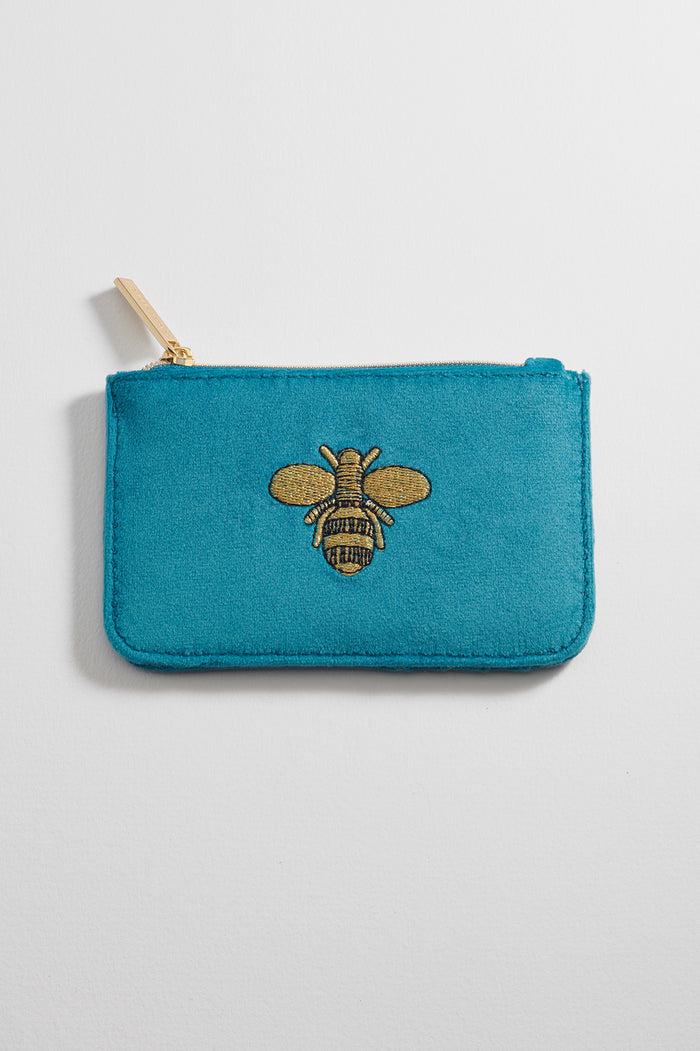 estella bartlett Embroidered Bee Card Purse Teal