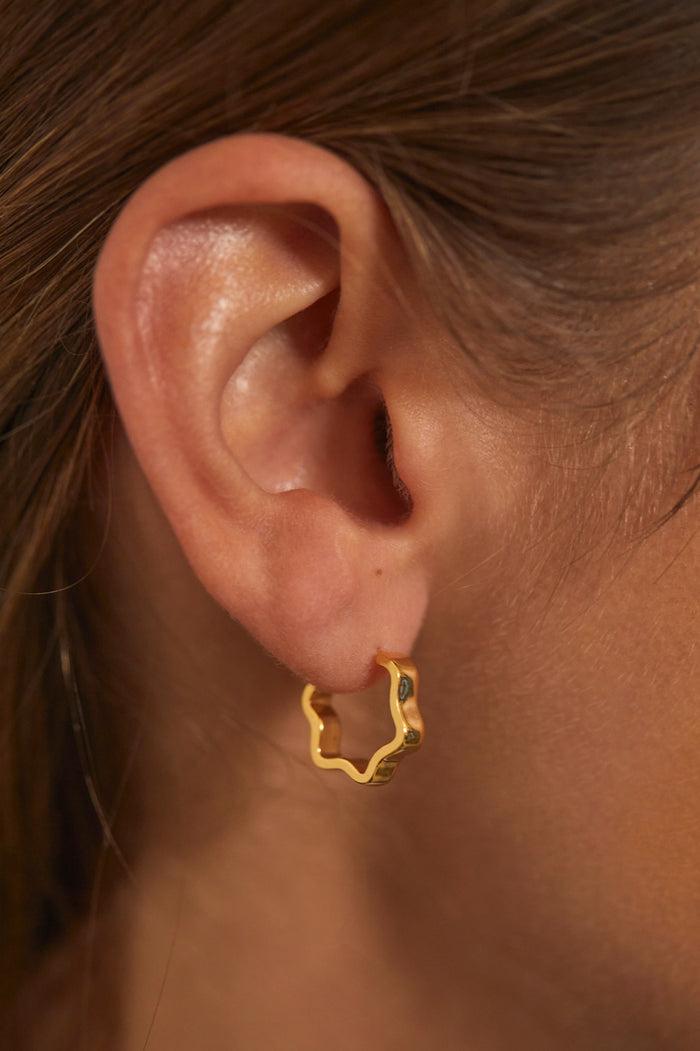 Estella Bartlett Flat Wave Hoops Gold Plated