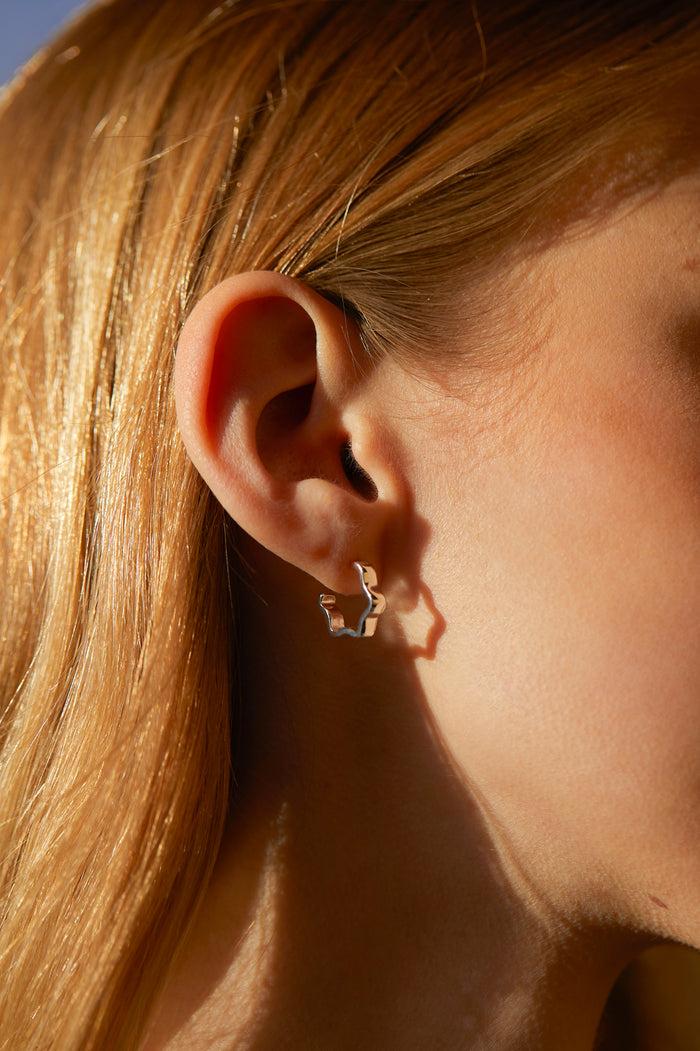 Estella Bartlett Flat Wave Hoops Silver Plated