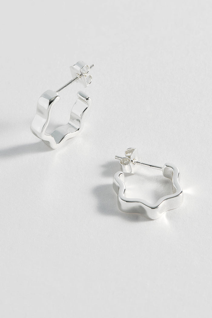 estella bartlett Flat Wave Hoops Silver Plated