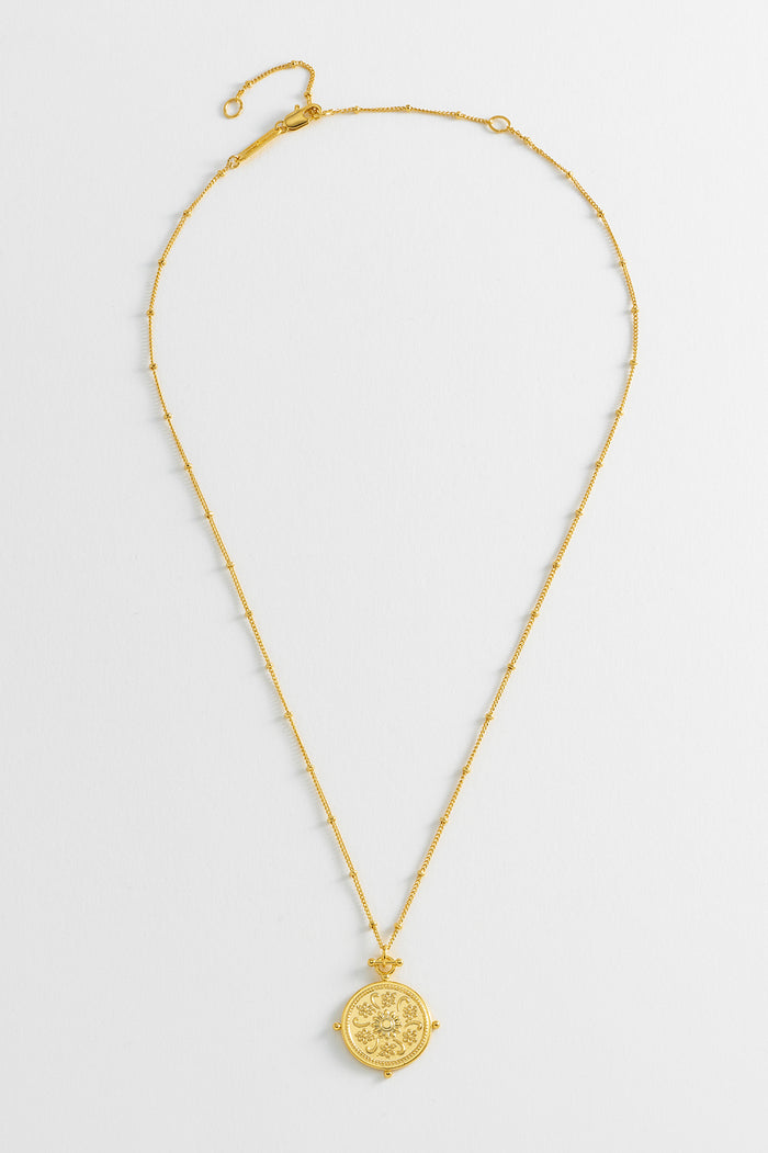 Estella Bartlett Floral Coin Necklace Gold Plated