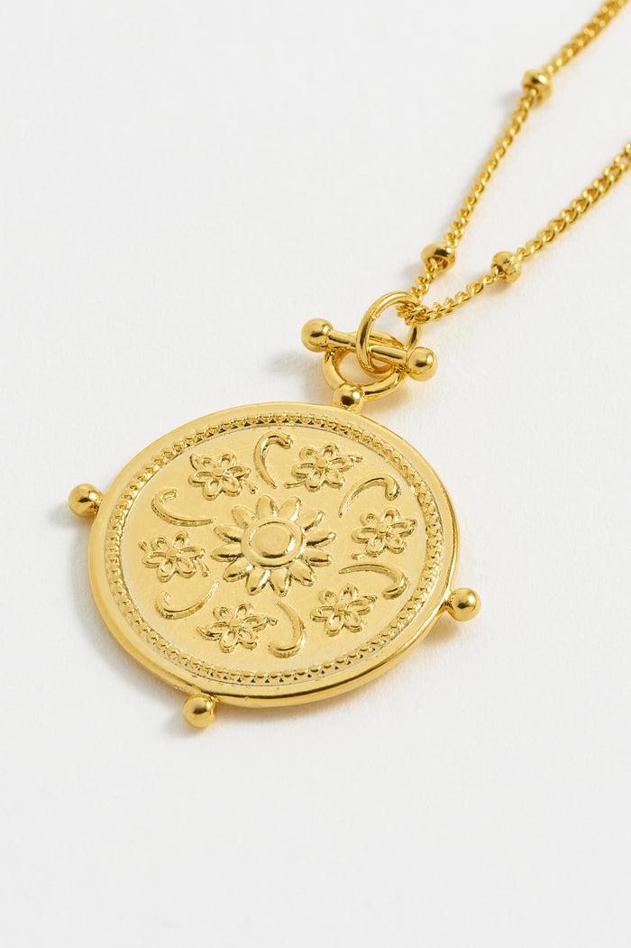 Estella Bartlett Floral Coin Necklace Gold Plated