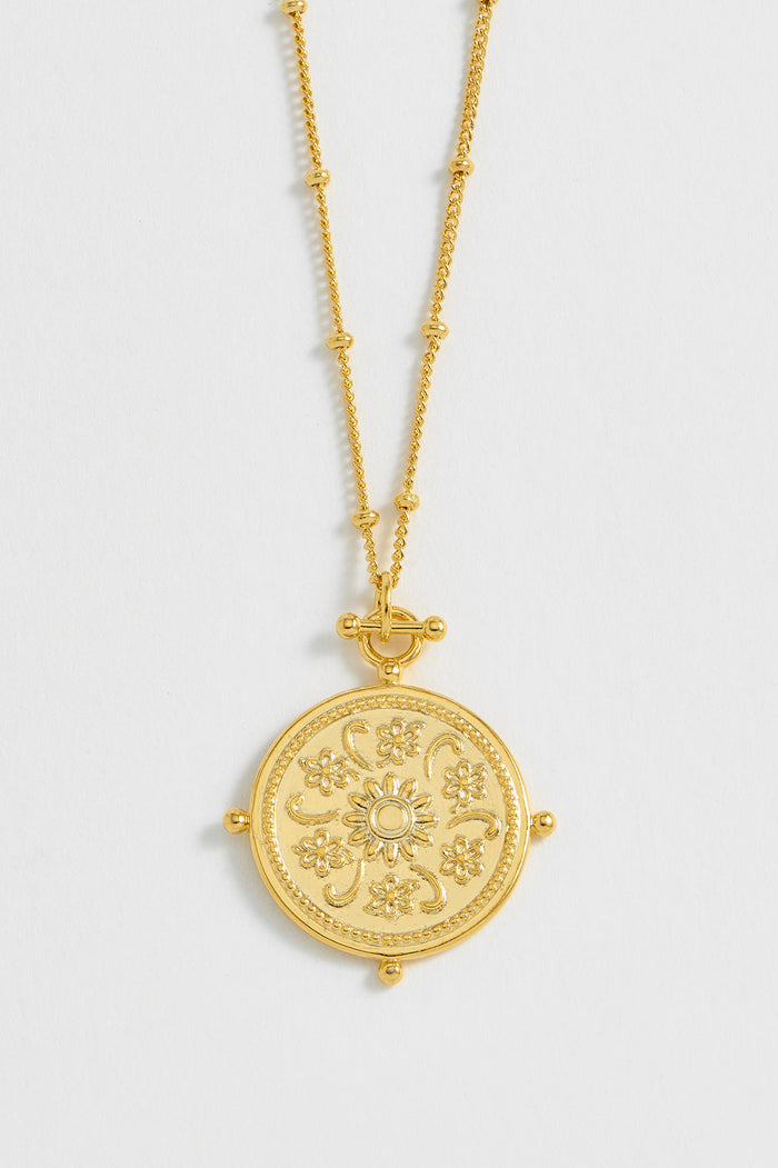 estella bartlett Floral Coin Necklace Gold Plated
