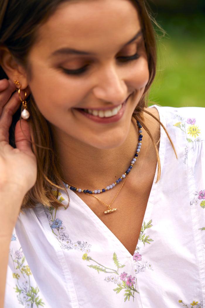 Estella Bartlett Floral T-Bar Necklace Gold Plated