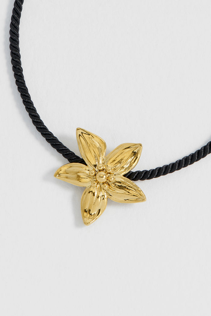 Estella Bartlett Flower Cord Bracelet Gold Plated