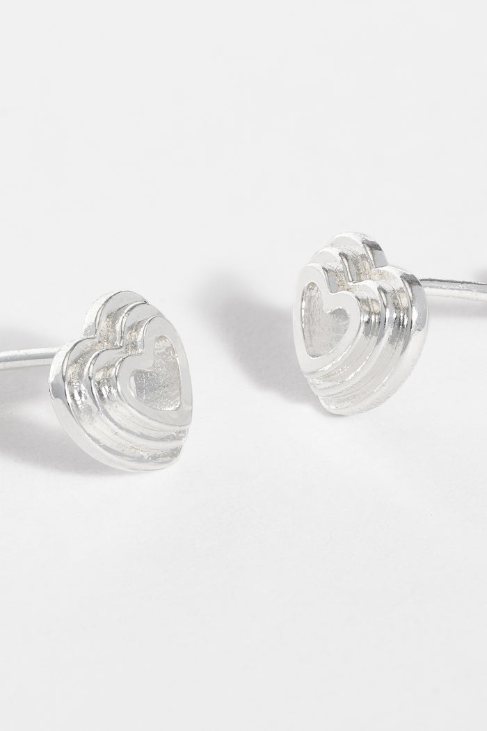 Estella Bartlett Layered Heart Studs Silver Plated