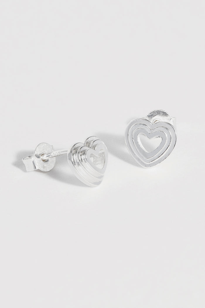 estella bartlett Layered Heart Studs Silver Plated
