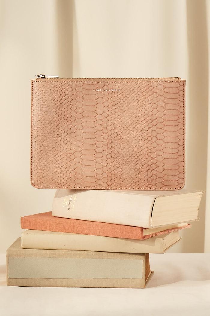 Estella Bartlett Medium Pouch Blush Snake-effect