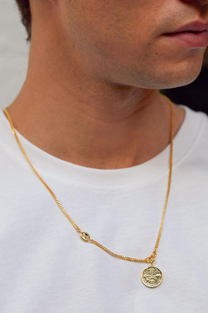 estella bartlett Men's Coin Necklace Gold Plated