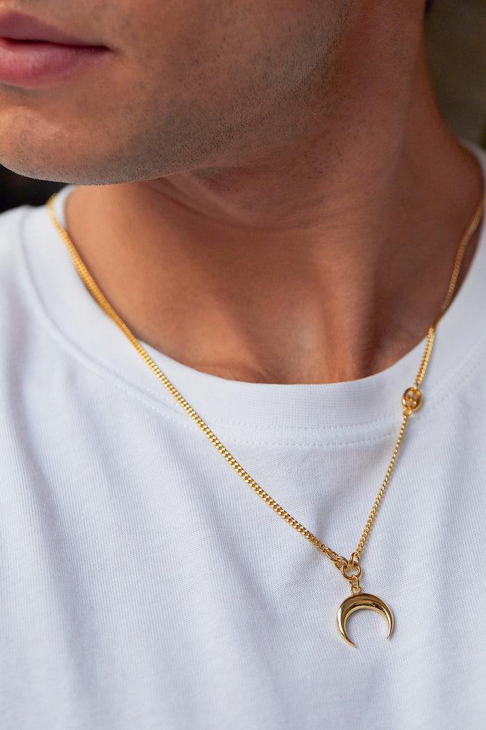 estella bartlett Men's Horn Necklace Gold Plated