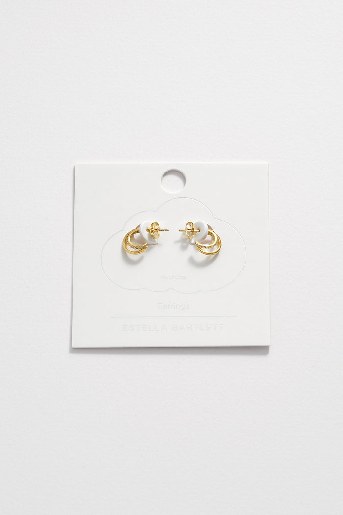Estella Bartlett Pave Curl Hoops Gold Plated