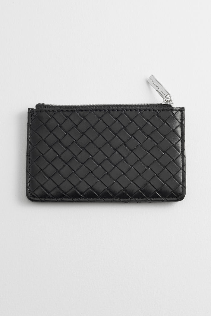 estella bartlett Rectangle Card Purse Black Weave
