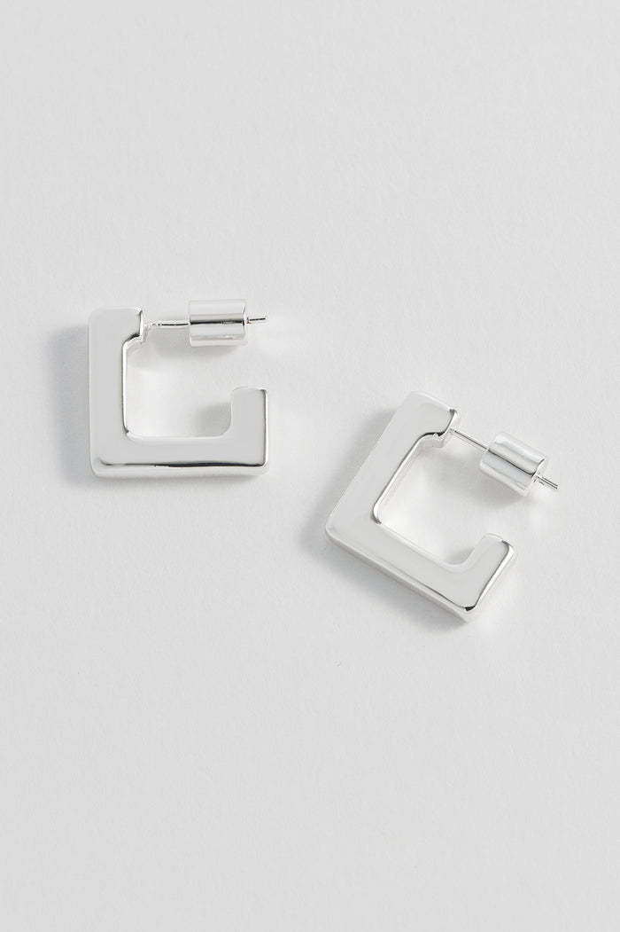 estella bartlett Square Hoops Silver Plated