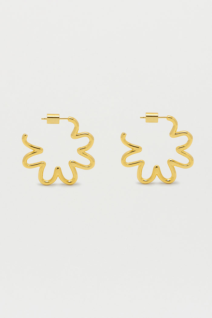 Estella Bartlett Squiggle Flower Hoops Gold Plated
