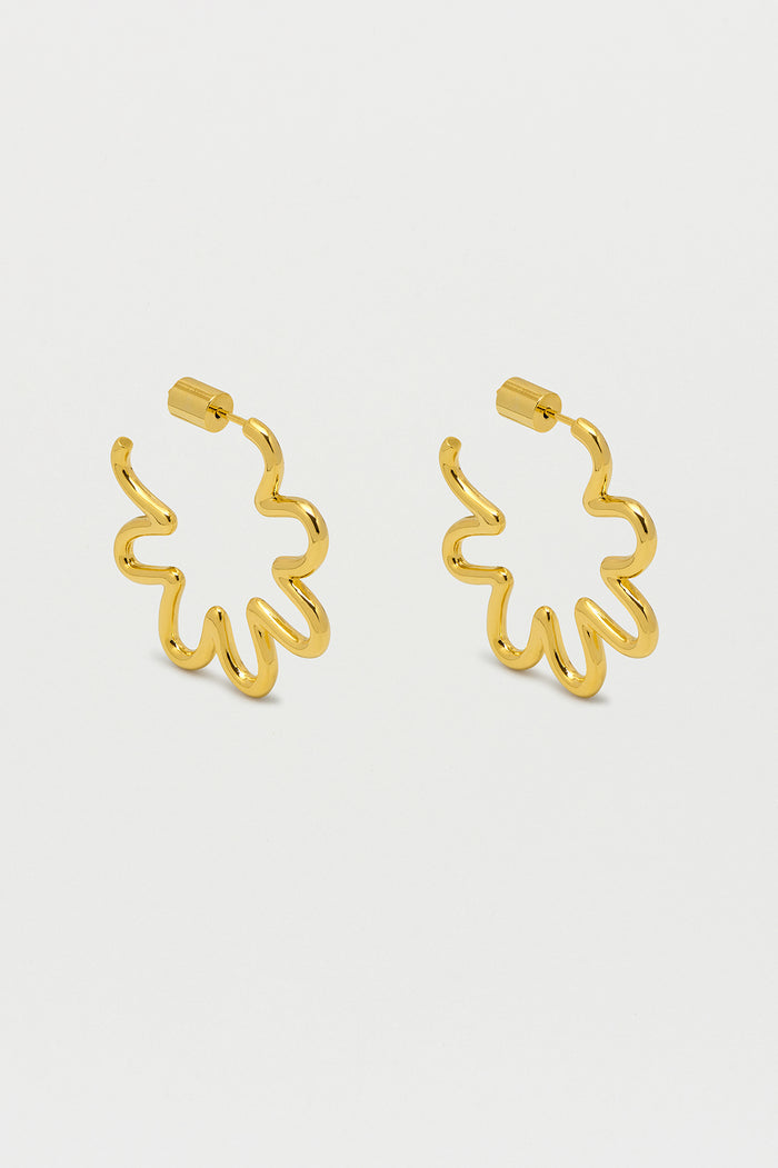 estella bartlett Squiggle Flower Hoops Gold Plated