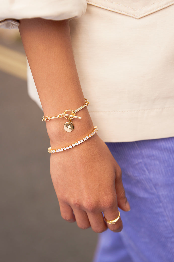 Estella Bartlett Tennis T-Bar Bracelet Gold Plated