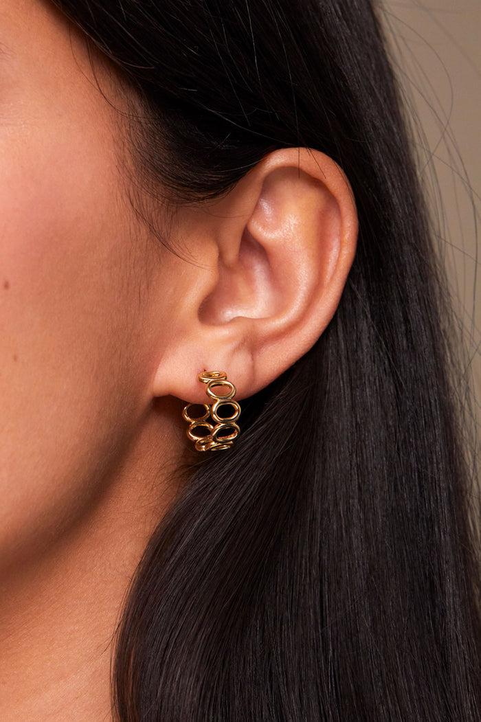 Estella Bartlett Textured Oval Hoops Gold Plated