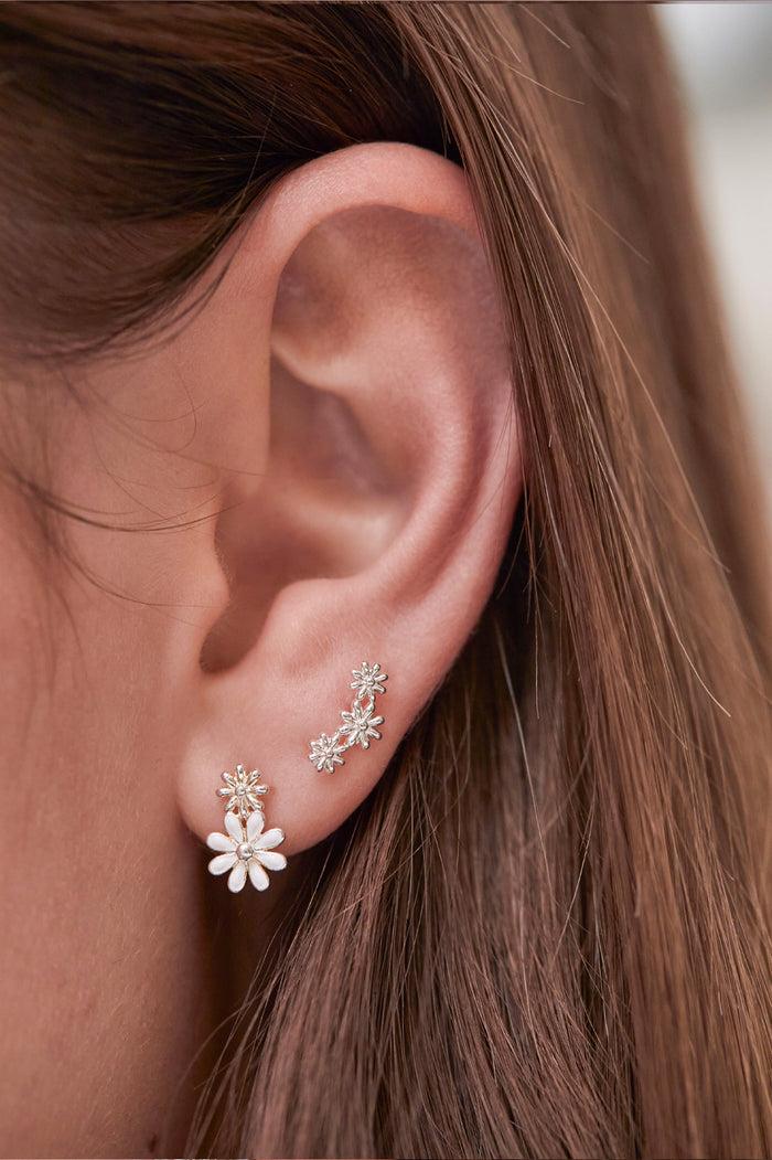 Estella Bartlett Triple Flower Studs Silver Plated
