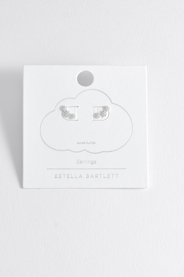 Estella Bartlett Triple Flower Studs Silver Plated