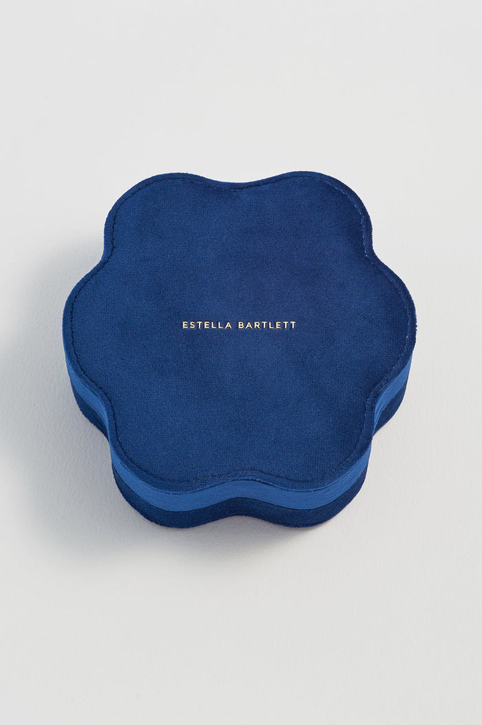 estella bartlett Wavy Jewellery Box Navy Velvet