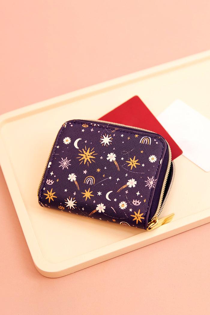 Estella Bartlett Zip Purse Navy Icons Print