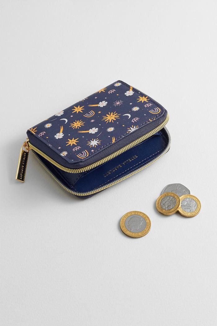 Estella Bartlett Zip Purse Navy Icons Print