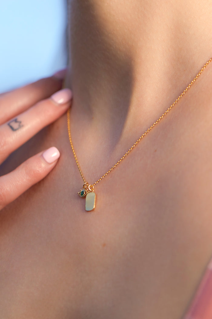 Estella Bartlett Evil Eye Necklace Gold Plated Packaging Message: Positive Vibes