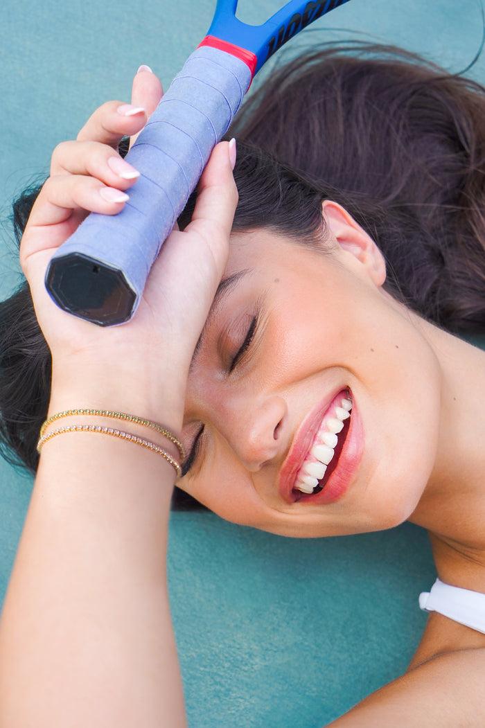 Estella Bartlett Fine Tennis Bracelet Gold Plated | Green CZ