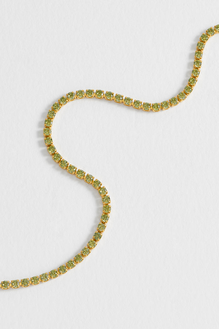 estella bartlett Fine Tennis Bracelet Gold Plated | Green CZ