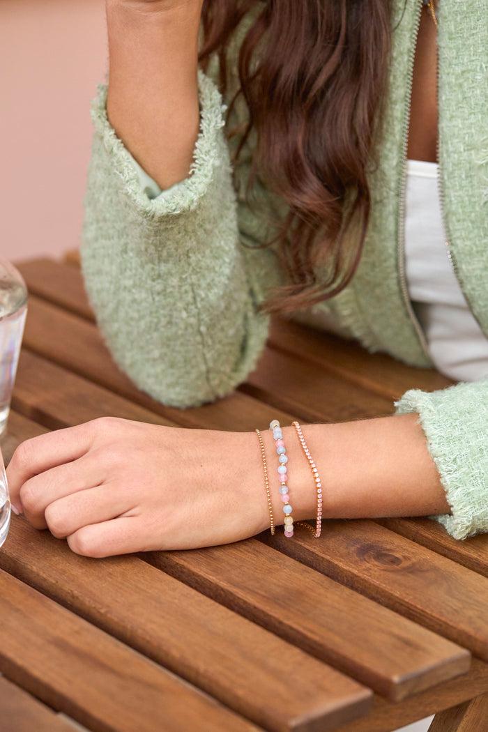 Estella Bartlett Fine Tennis Bracelet Gold Plated | Pink CZ