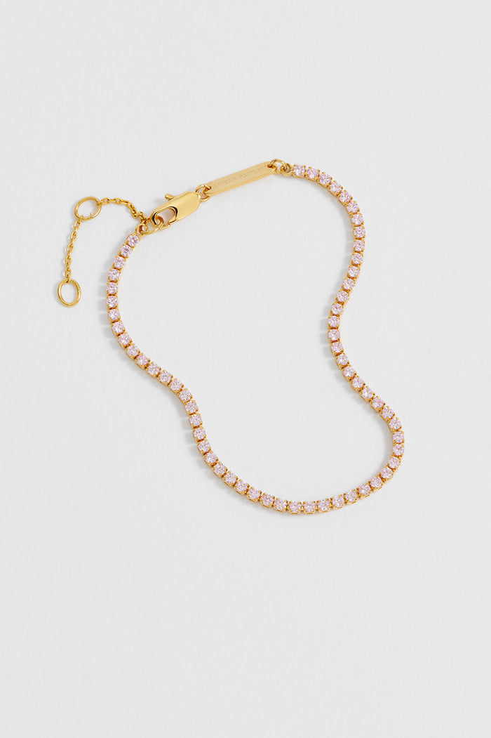 Estella Bartlett Fine Tennis Bracelet Gold Plated | Pink CZ
