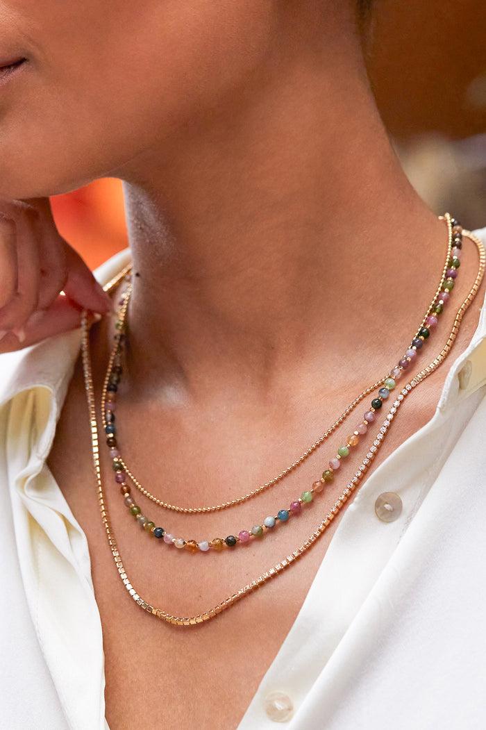 Estella Bartlett Fine Tennis Chain Necklace Gold Plated | White CZ