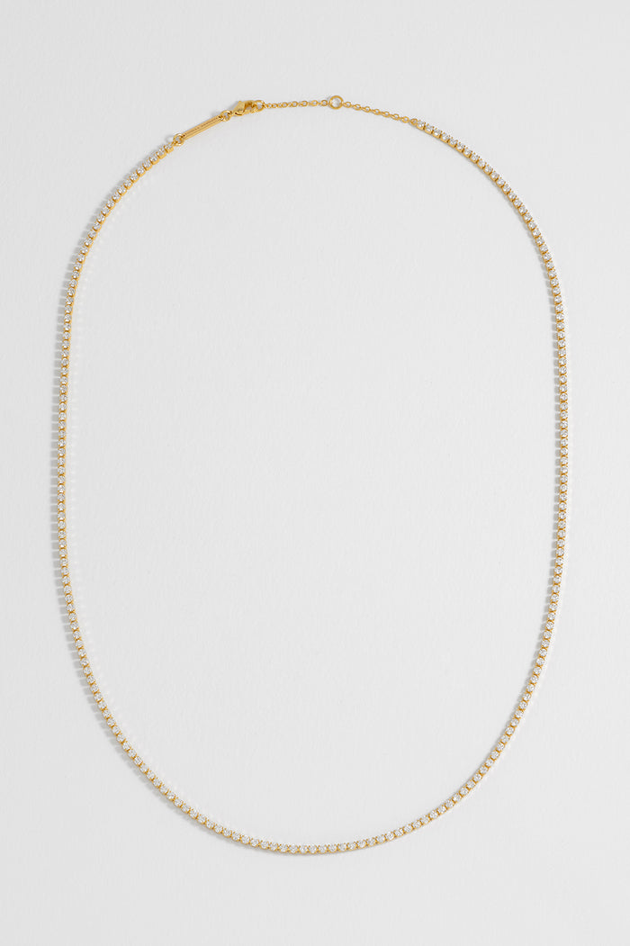 Estella Bartlett Fine Tennis Chain Necklace Gold Plated | White CZ