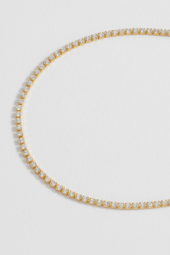estella bartlett Fine Tennis Chain Necklace Gold Plated | White CZ