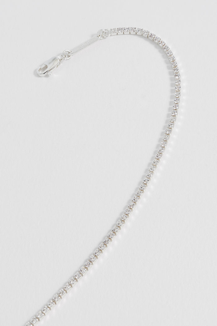 Estella Bartlett Fine Tennis Chain Necklace Silver Plated | White CZ