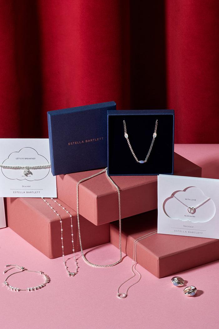 Estella Bartlett Fine Tennis Chain Necklace Silver Plated | White CZ