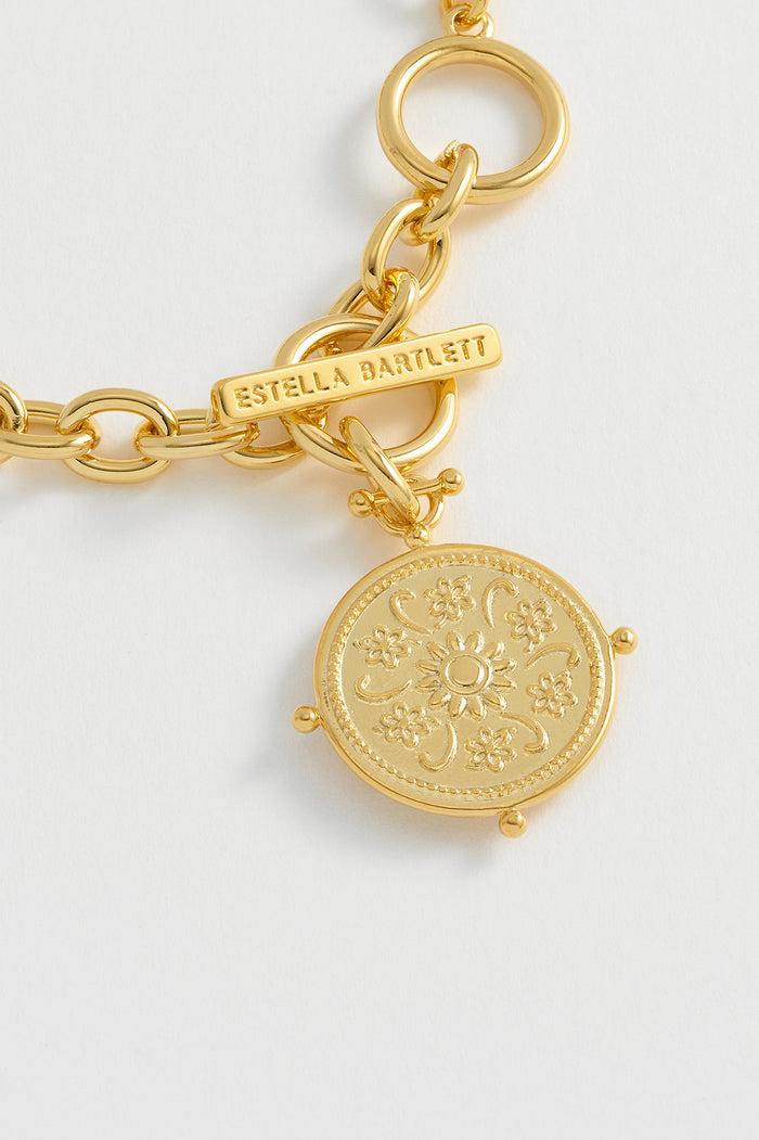 Estella Bartlett Floral Coin Charm Bracelet Gold Plated