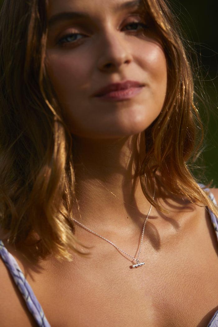 Estella Bartlett Floral T-Bar Necklace Silver Plated