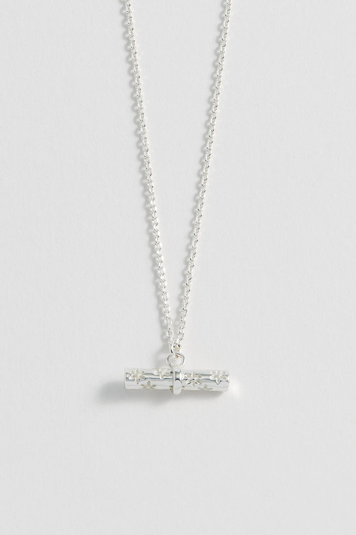 Estella Bartlett Floral T-Bar Necklace Silver Plated