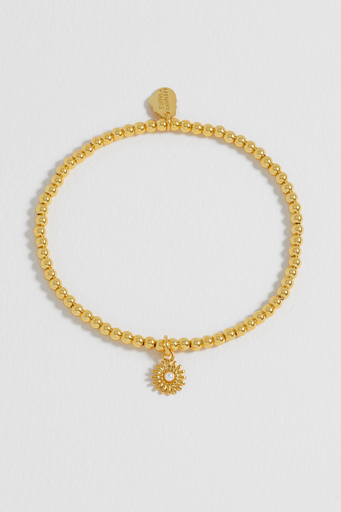 Estella Bartlett Flower And Pearl Sienna Bracelet Gold Plated | Pearl Packaging Message: Wonderful Mum