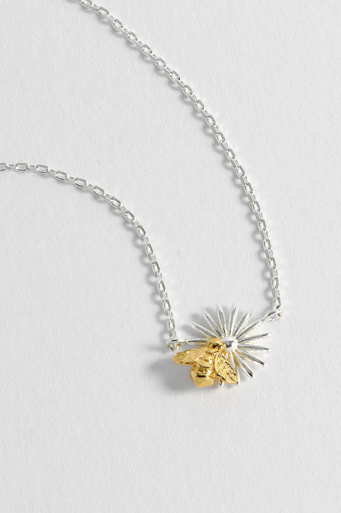 Estella Bartlett Flower Bee Pendant Necklace Gold And Silver Plated Packaging Message: Wildflower