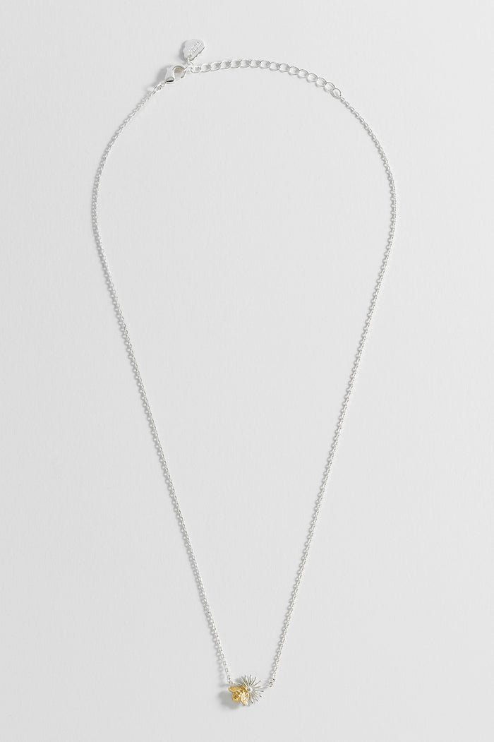 Estella Bartlett Flower Bee Pendant Necklace Gold And Silver Plated Packaging Message: Wildflower